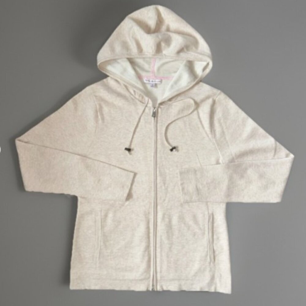 Peter Millar Full Zip Golf Hoodie Women’s Size Medium Beige Soft Layering